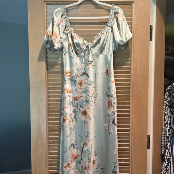 Floret Studios Green Floral Midi Dress - size Medium (8/10) - Picture 6 of 6
